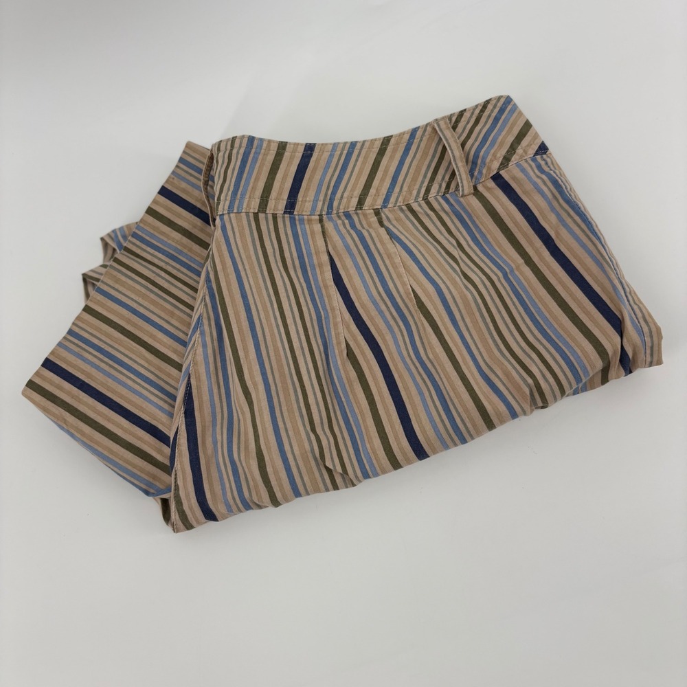 Lane Bryant Womens Striped Casual‎ Pants Size 14 Tan Blue Green Cotton Blend